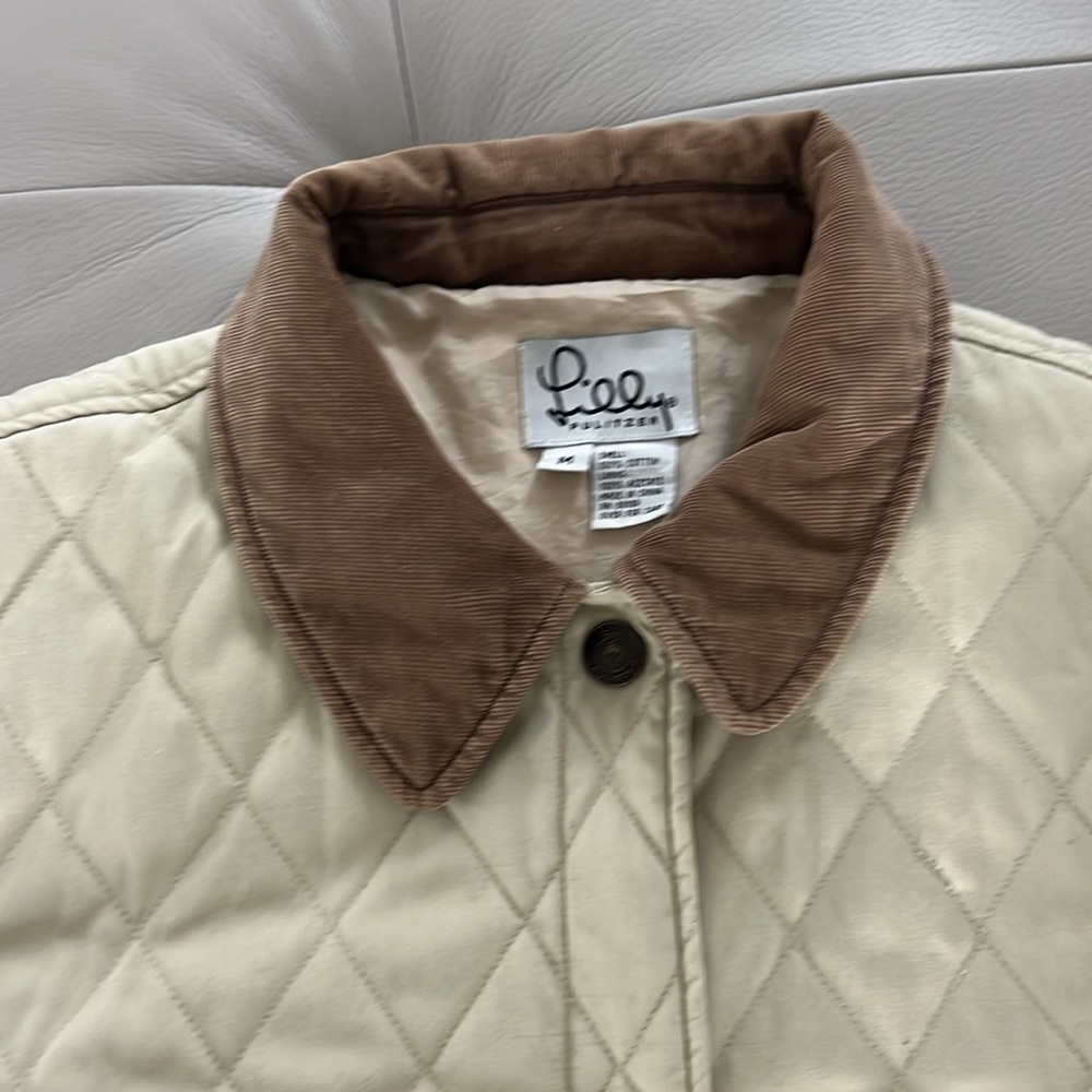 Lilly Pulitzer beige quilted jacket Size Medium M - Picture 3 of 12